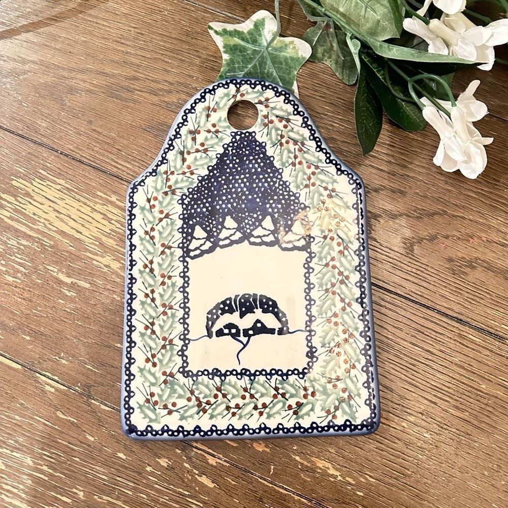 Polish Pottery‎ Boleslawiec Cutting Board Cheese Board Trivet Holly Leaf